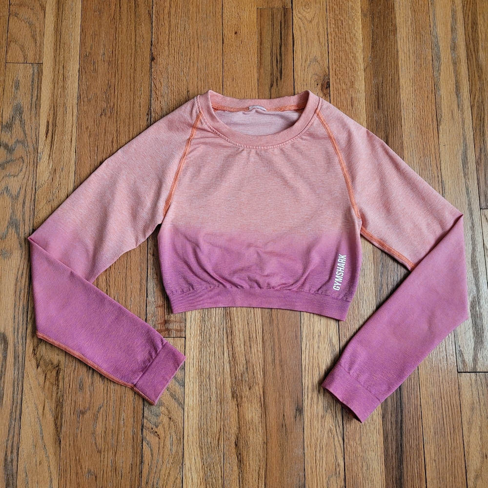 Gymshark Women's Pink Long Sleeve Crop Top Size Small